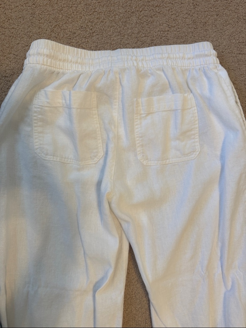 Old Navy White Elastic Waist Pull-On Linen Pants - Picture 3 of 4